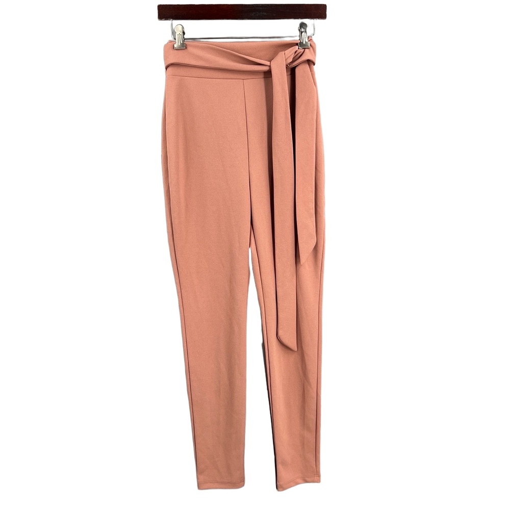 Windsor Pants Pink Mauve Tie-front Belt Pull On High Waisted Size Small New Flaw